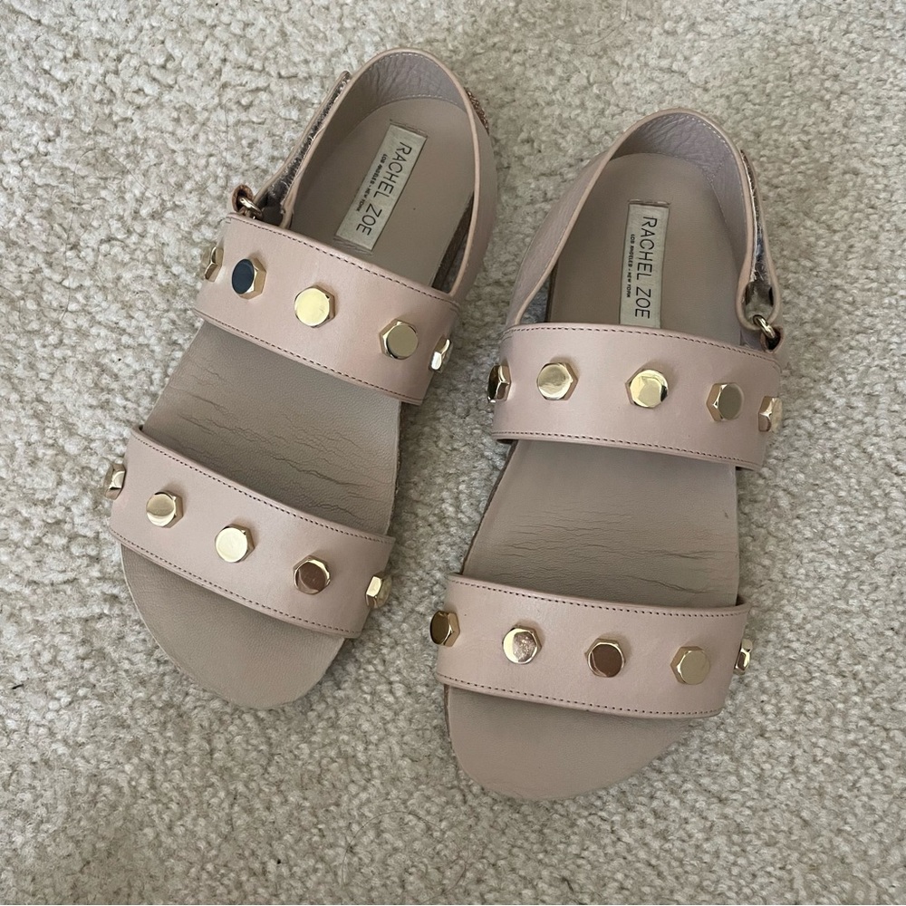 Rachel Zoe footbed leather studded sandals sz 6